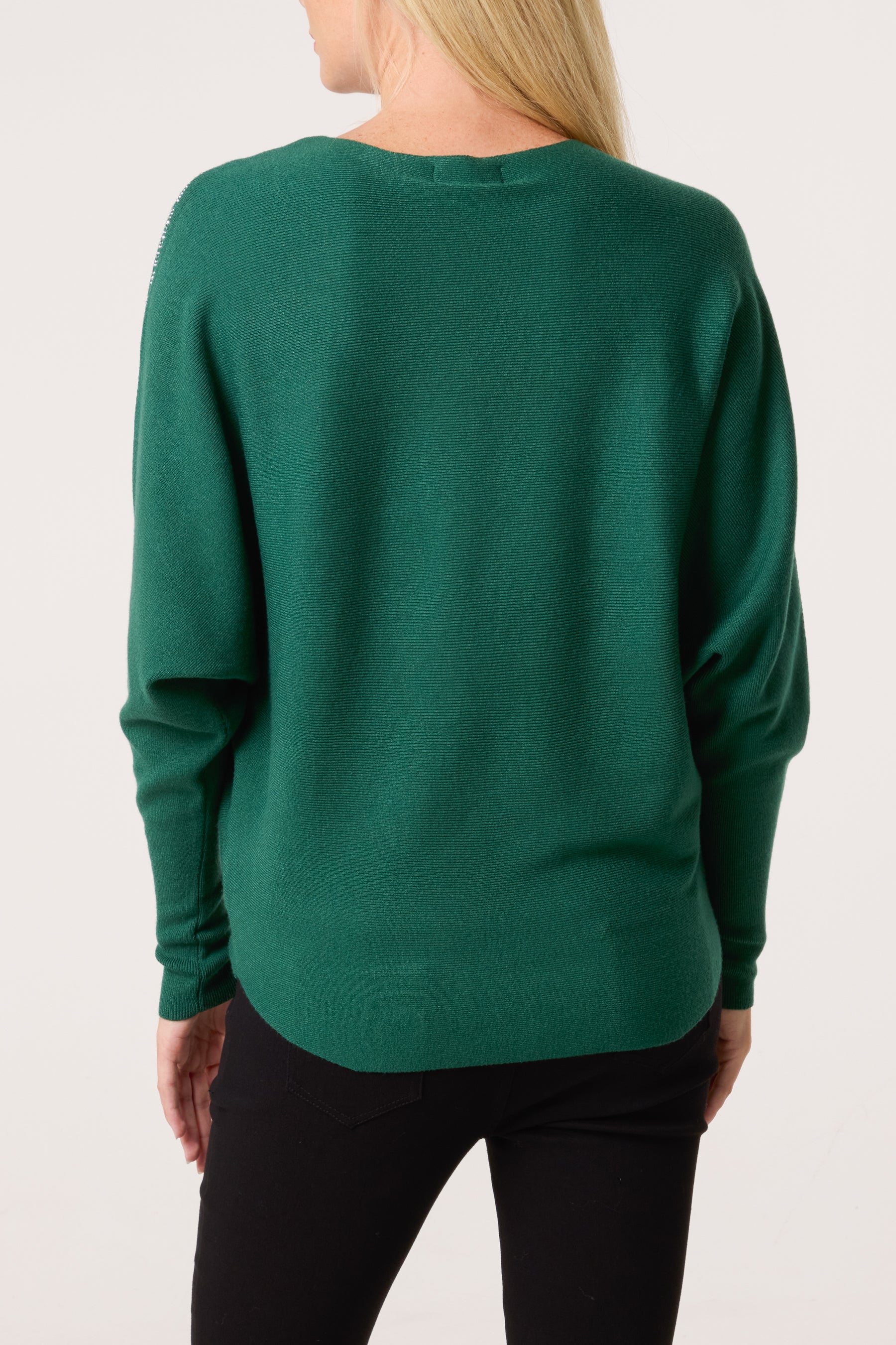 Embellished Spikes Fine Knit Batwing Jumper
