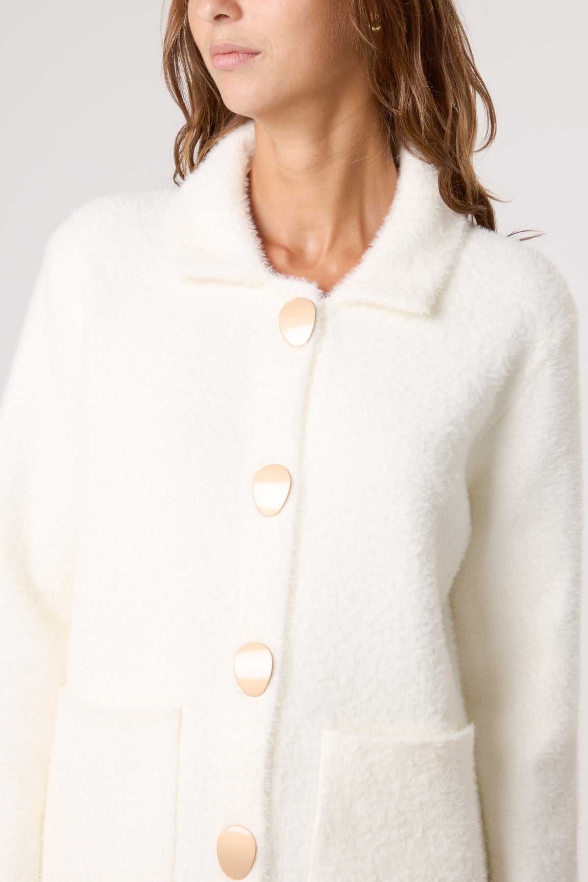 Classic Collar Button Up Knit Coat