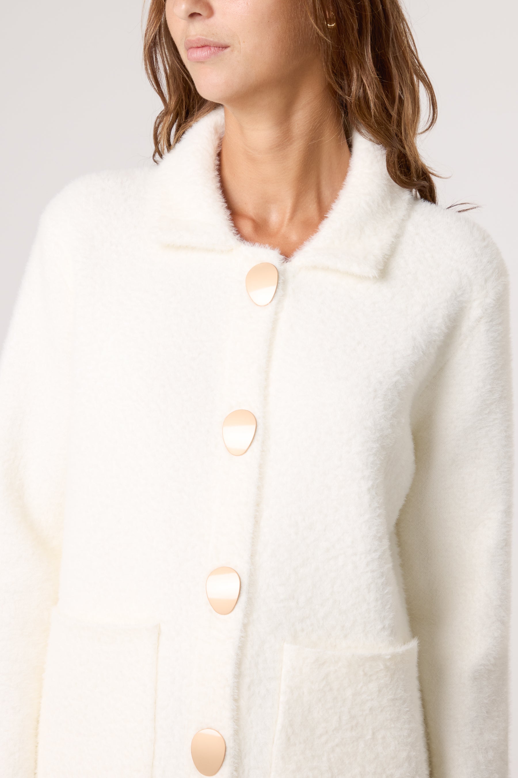 Classic Collar Button Up Knit Coat