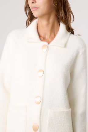 Classic Collar Button Up Knit Coat