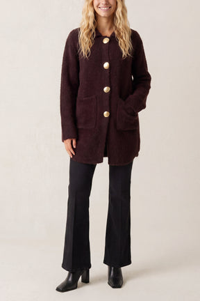 Classic Collar Button Up Knit Coat