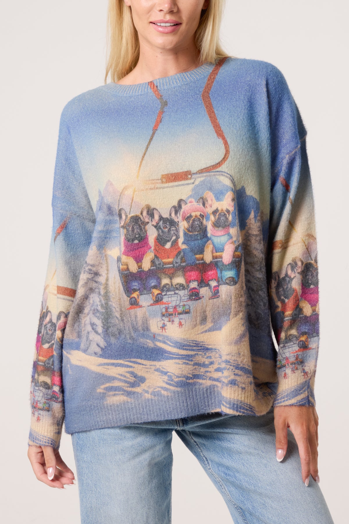 Ski Lift French Bulldog Knit Jumper