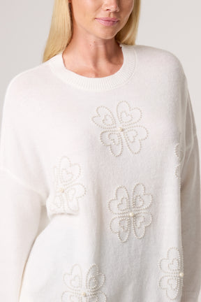 Pearl Embellished Flower Jumper