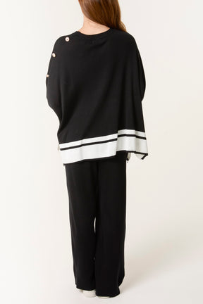 Button Sleeve Border Edge Co-Ord Set