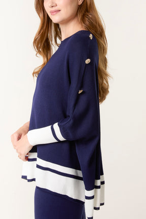Button Sleeve Border Edge Co-Ord Set