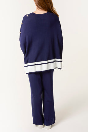 Button Sleeve Border Edge Co-Ord Set