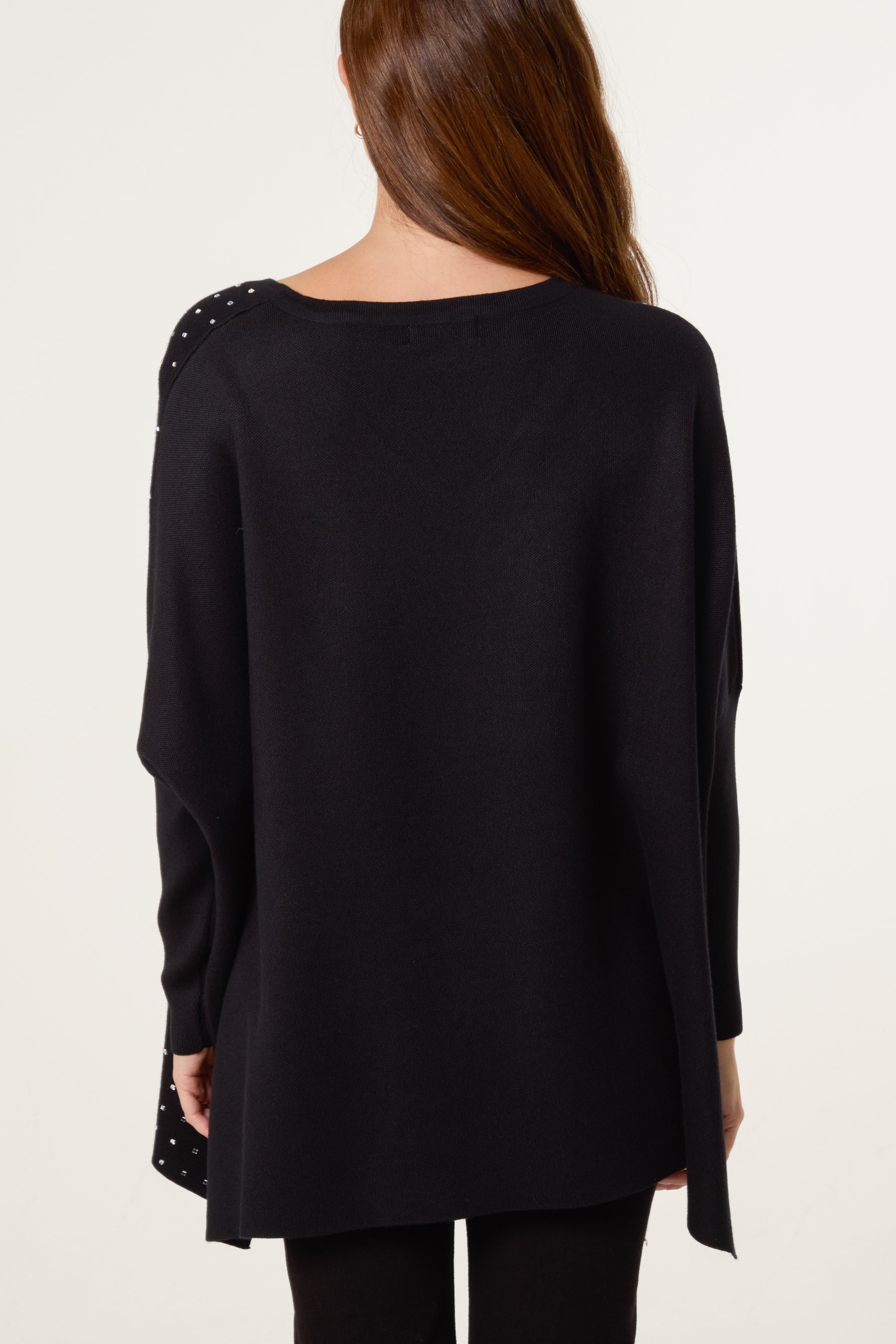 Diamante V-Neck Relaxed Jumper