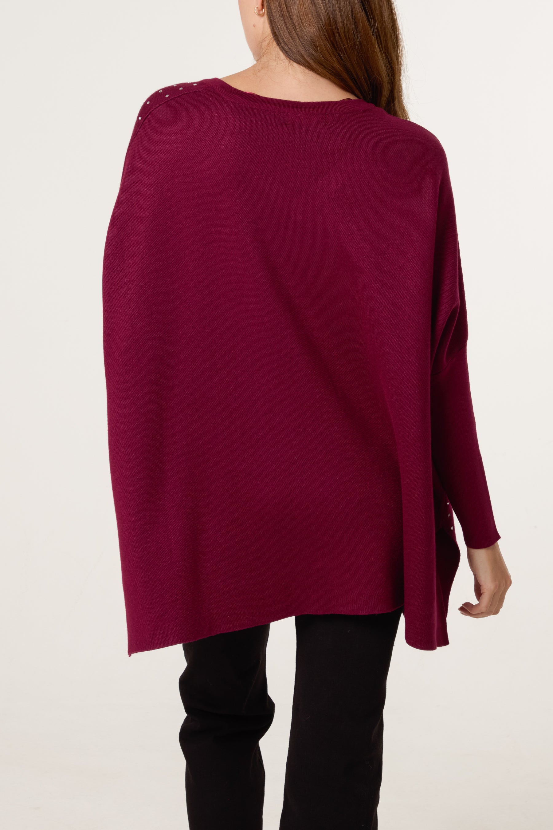 Diamante V-Neck Relaxed Jumper