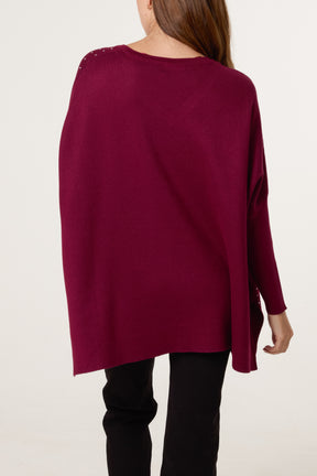 Diamante V-Neck Relaxed Jumper