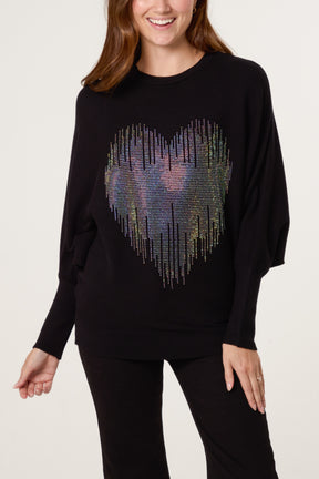 Embellished Heart Design Jumper