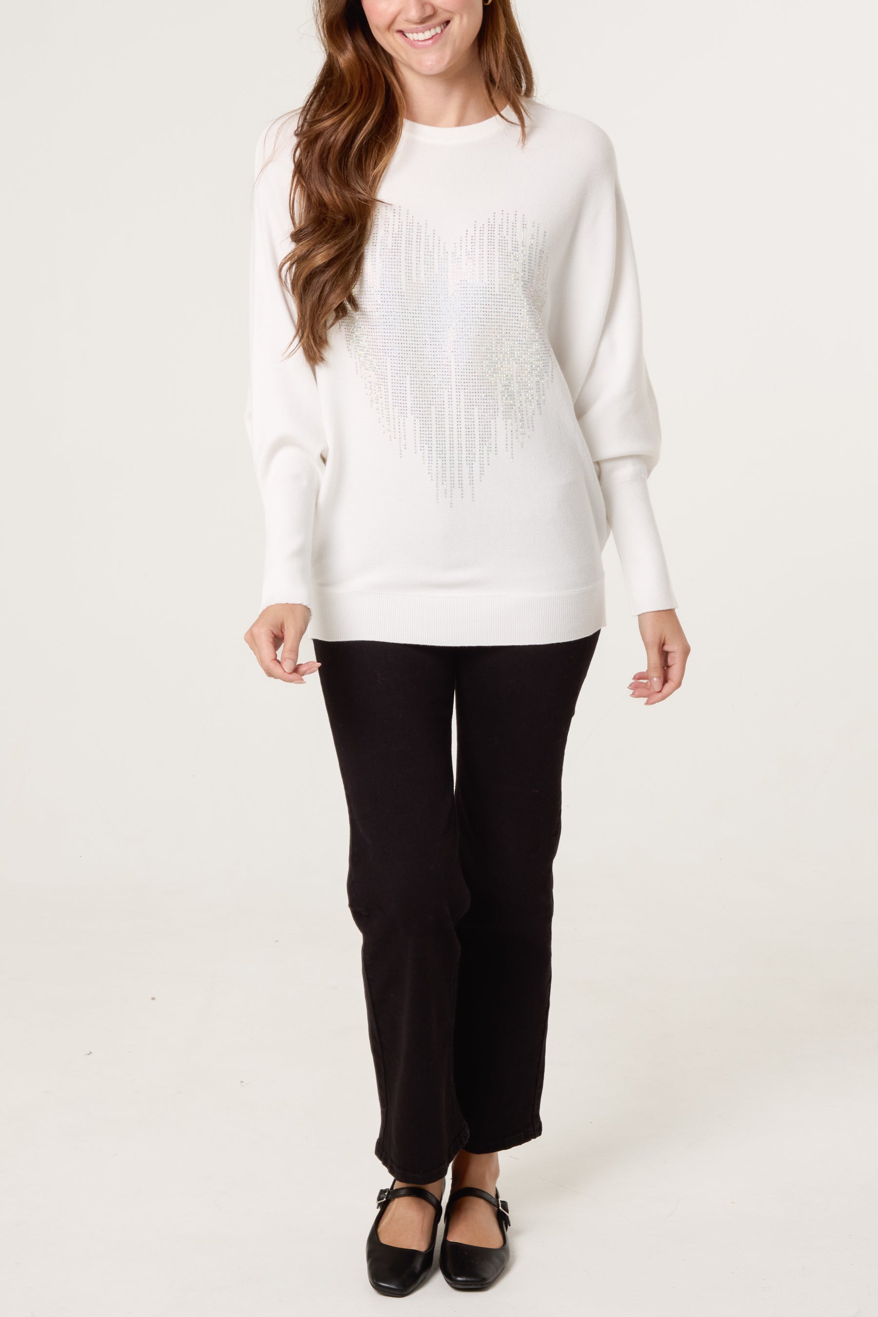 Embellished Heart Design Jumper