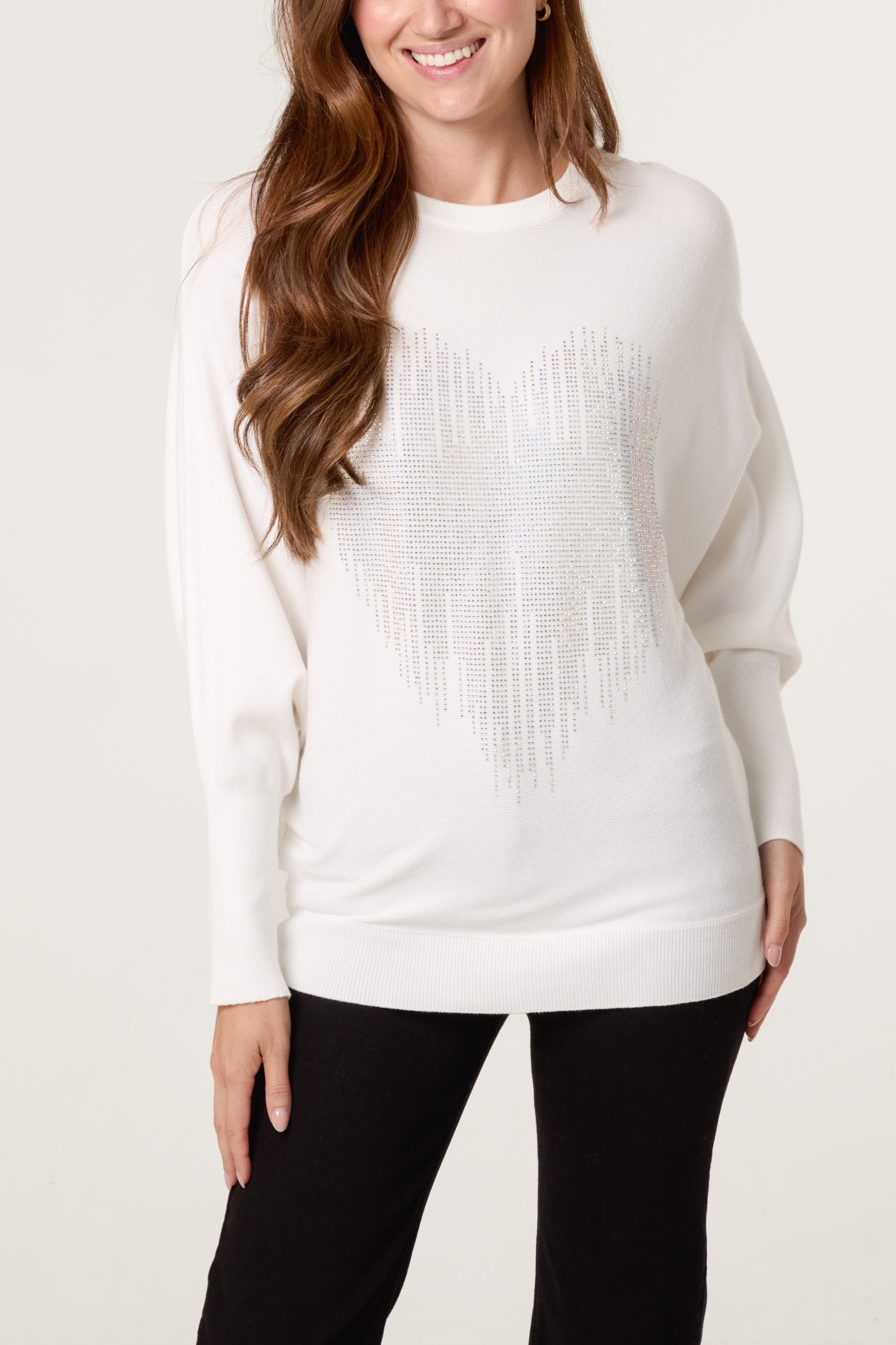 Embellished Heart Design Jumper