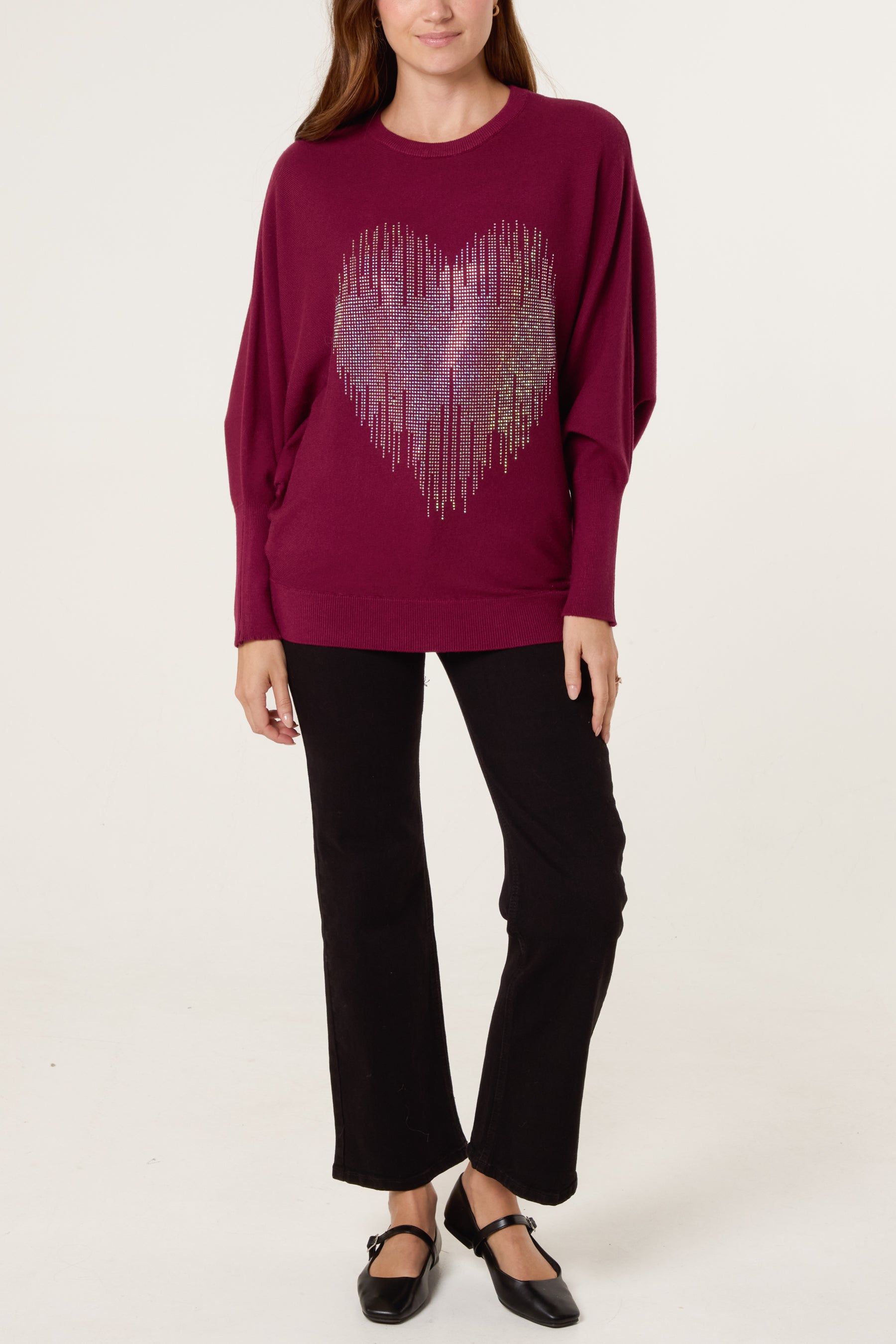 Embellished Heart Design Jumper