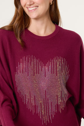 Embellished Heart Design Jumper