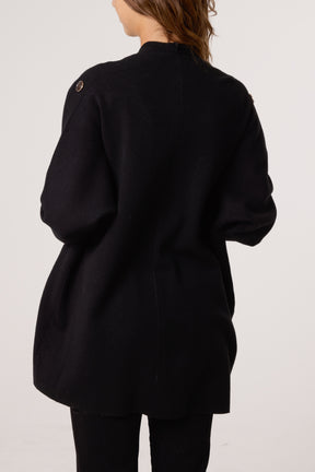 Button Sleeve Open Front Cardigan