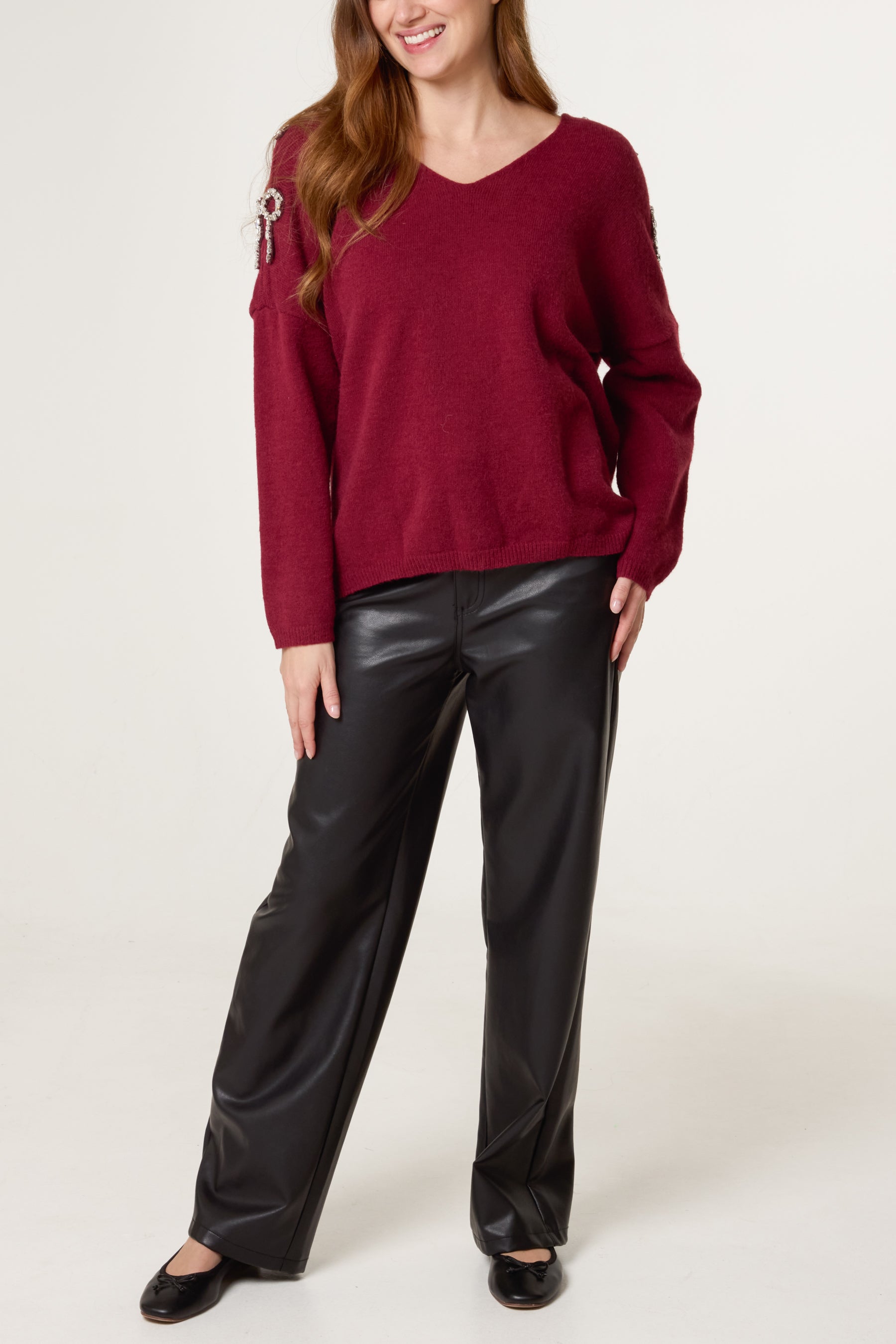 Diamante Bow Sleeve Jumper