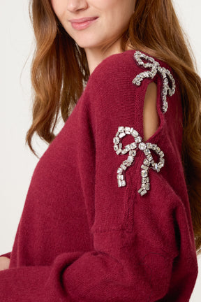 Diamante Bow Sleeve Jumper