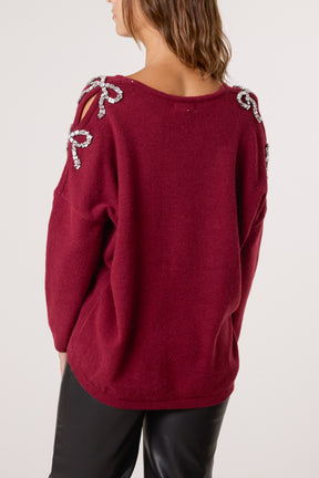 Diamante Bow Sleeve Jumper
