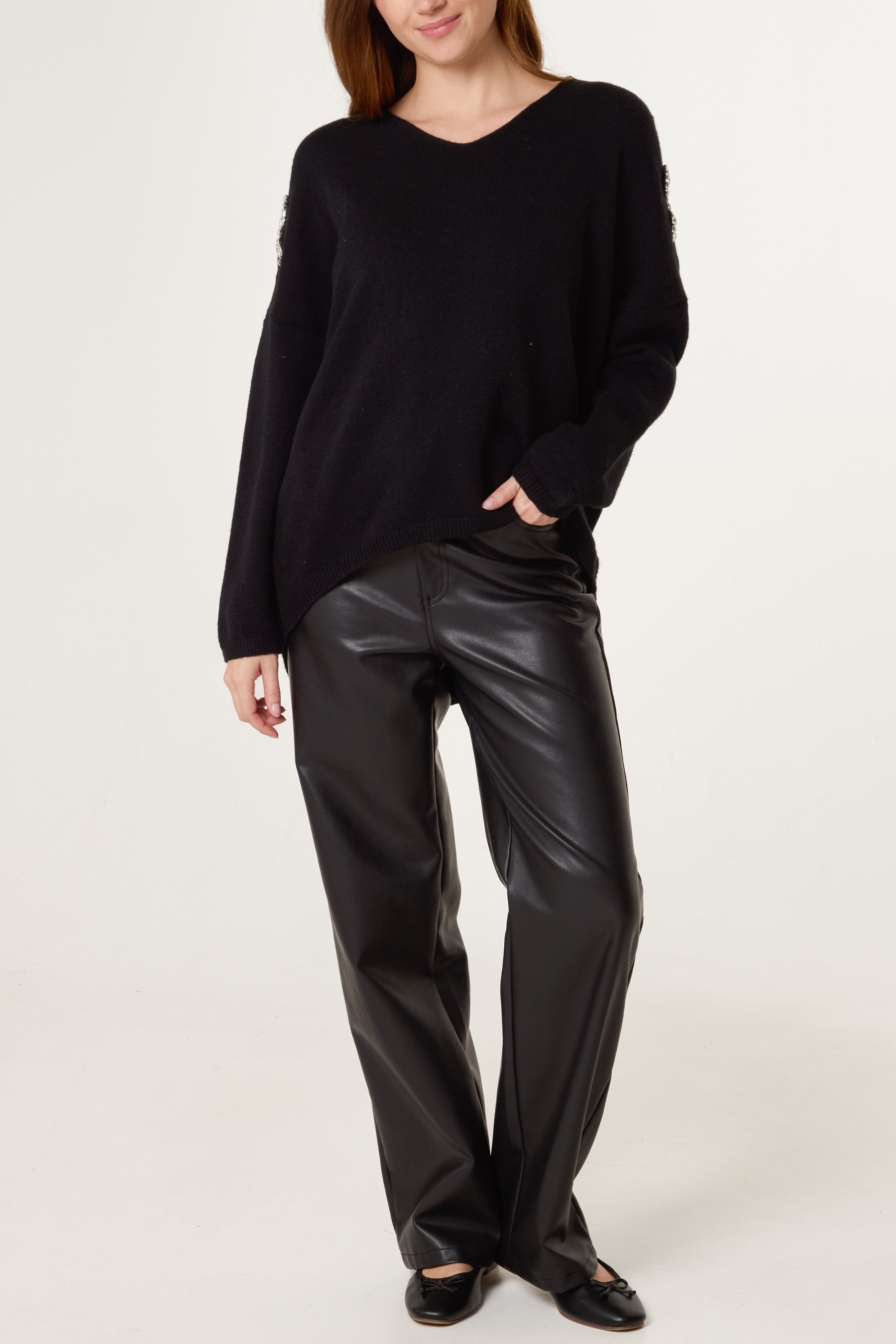 Diamante Bow Sleeve Jumper