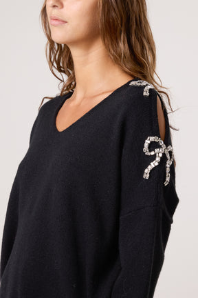 Diamante Bow Sleeve Jumper