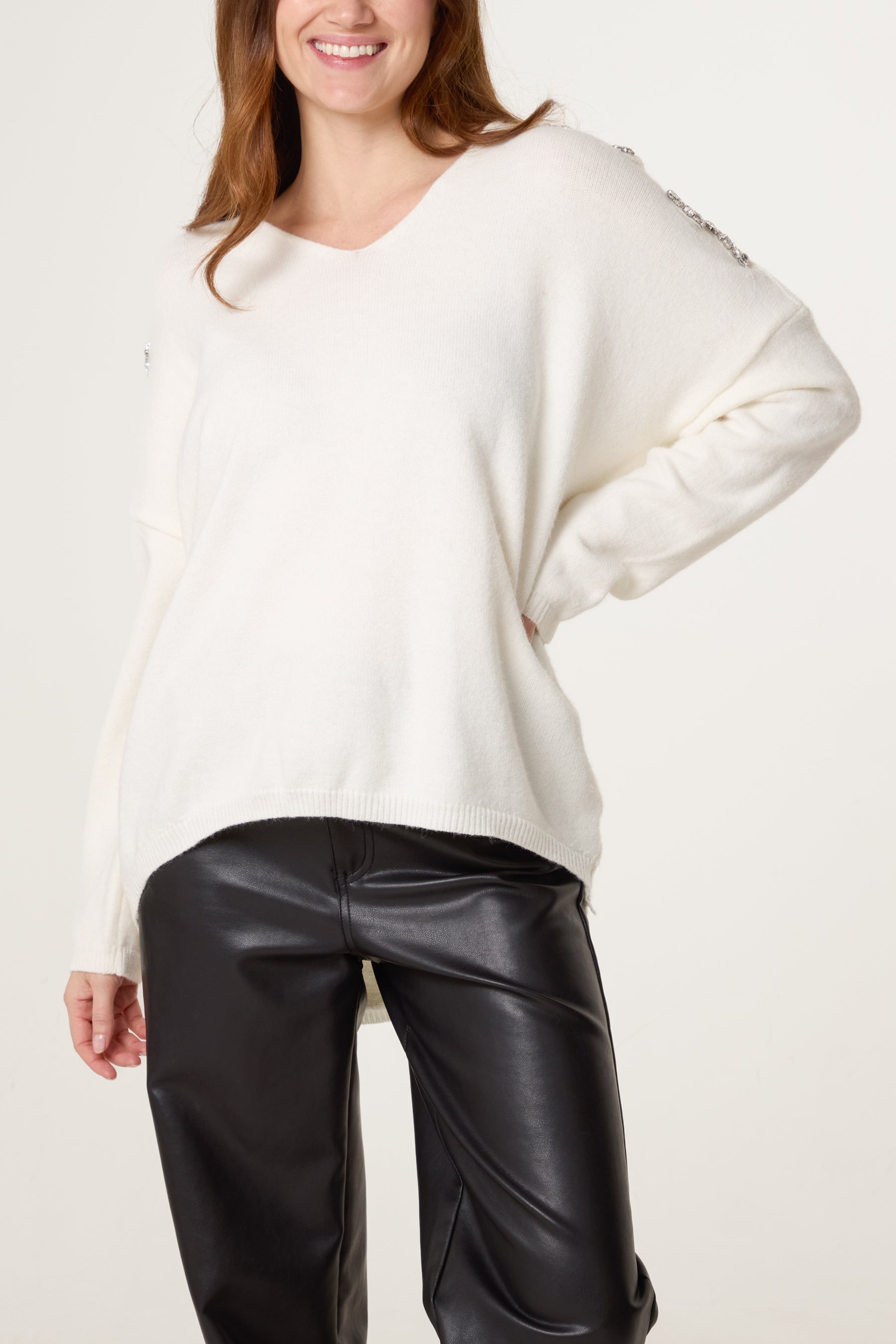 Diamante Bow Sleeve Jumper