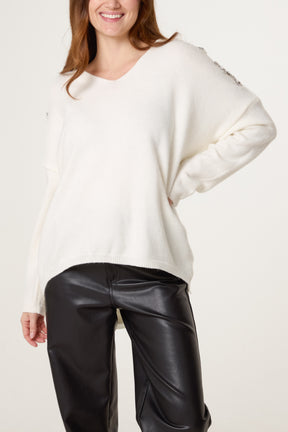Diamante Bow Sleeve Jumper