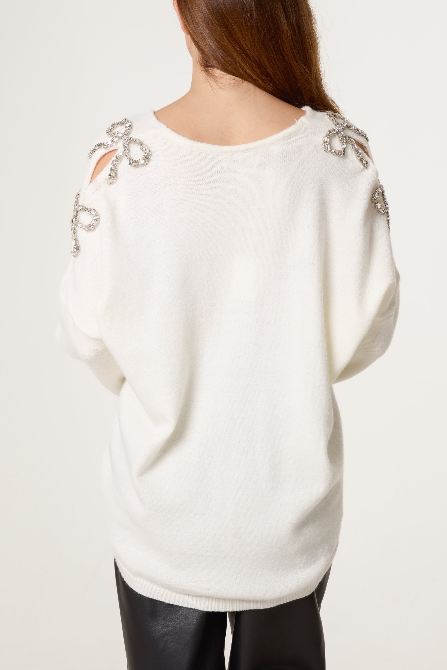Diamante Bow Sleeve Jumper