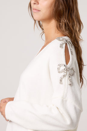 Diamante Bow Sleeve Jumper