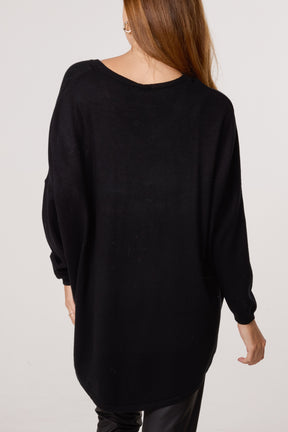 Diamante Heart Flowers V-Neck Jumper