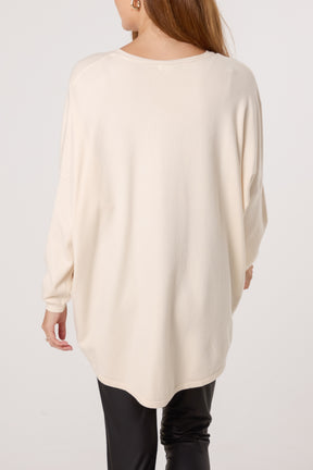 Diamante Heart Flowers V-Neck Jumper