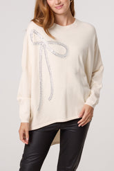 Embellished Bow Crew Neck Jumper