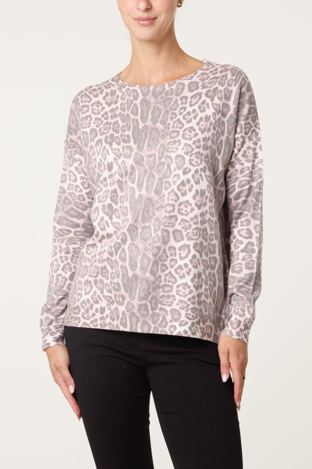 Embellished Leopard  Knit Jumper