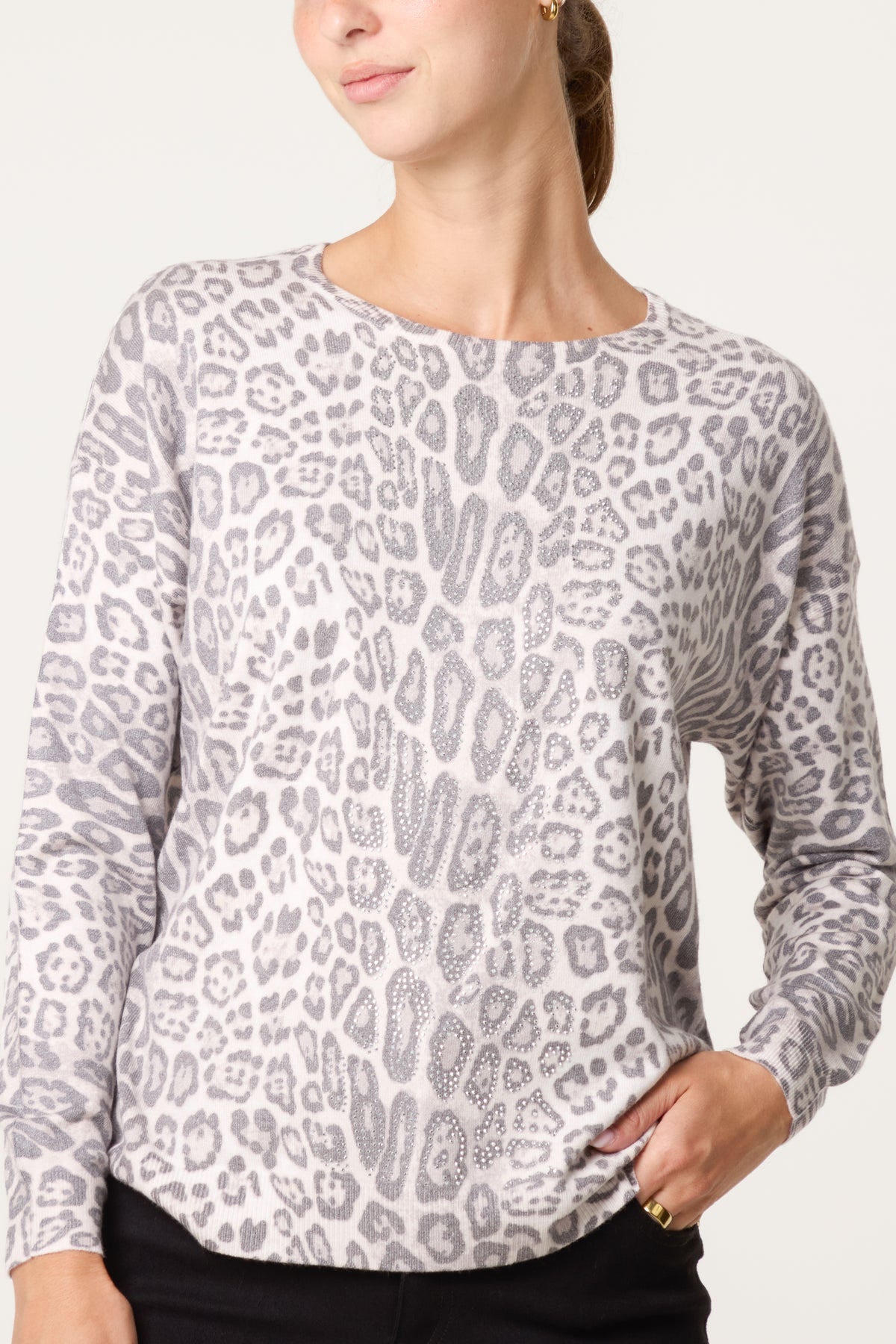 Embellished Leopard  Knit Jumper