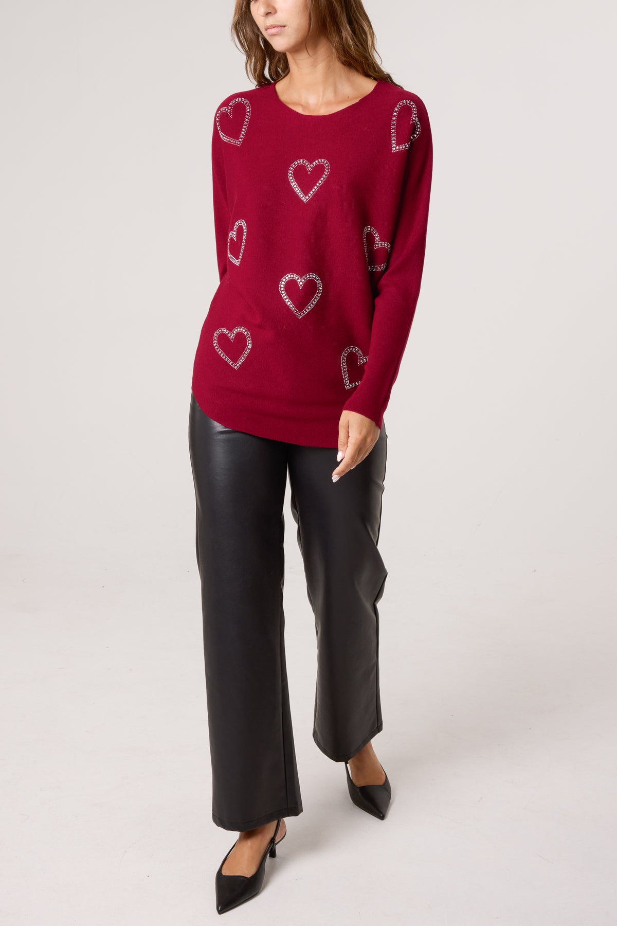 Sequin Heart Fine Knit Jumper