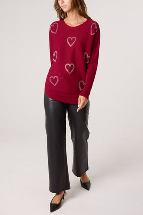 Sequin Heart Fine Knit Jumper