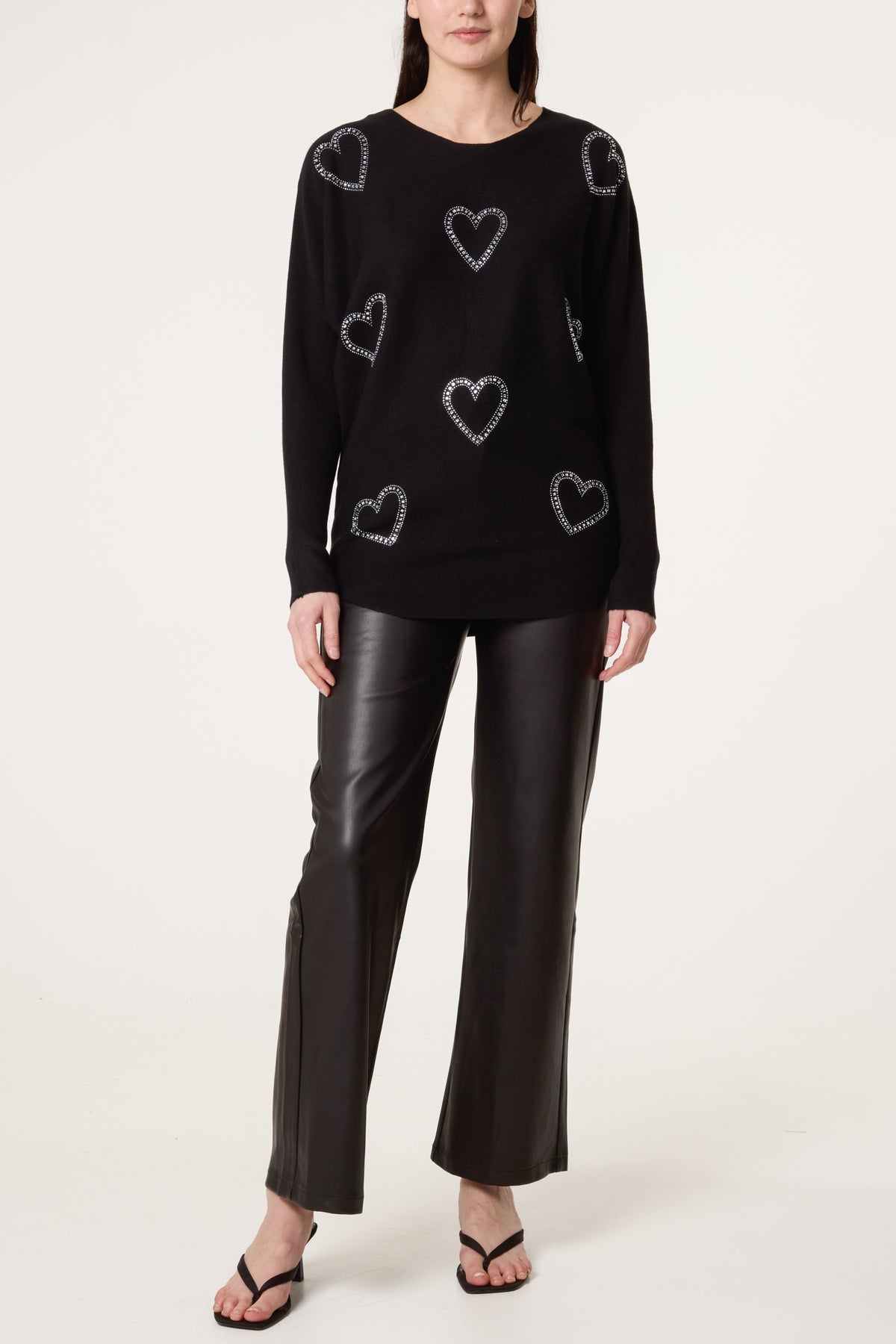 Sequin Heart Fine Knit Jumper