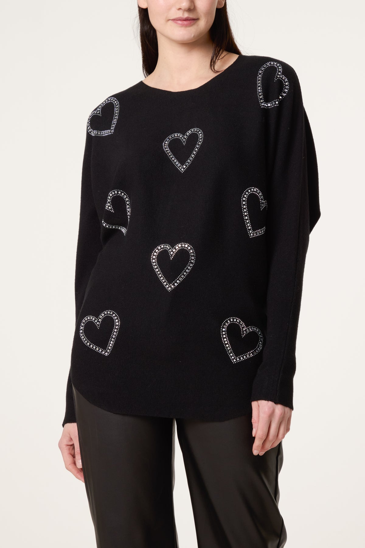 Sequin Heart Fine Knit Jumper