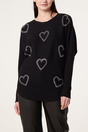 Sequin Heart Fine Knit Jumper