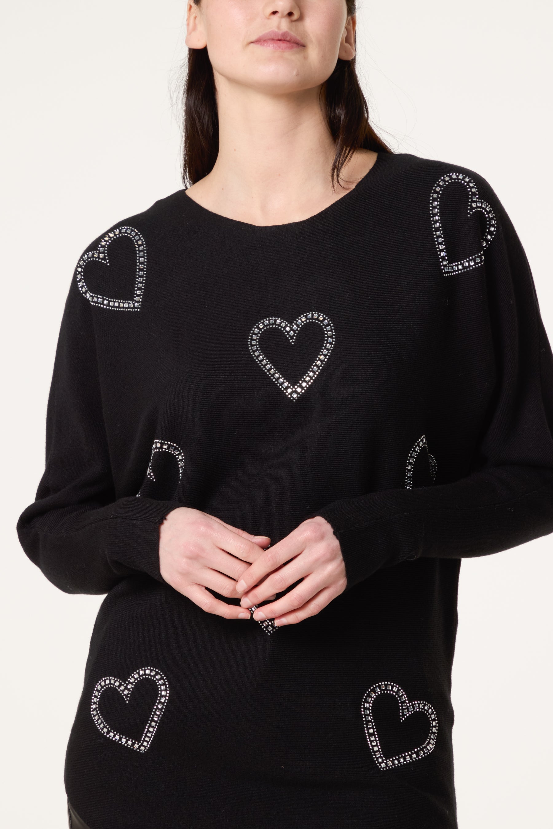 Sequin Heart Fine Knit Jumper