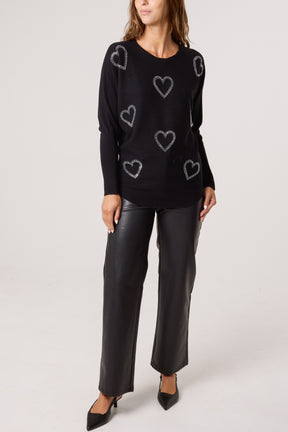 Sequin Heart Fine Knit Jumper