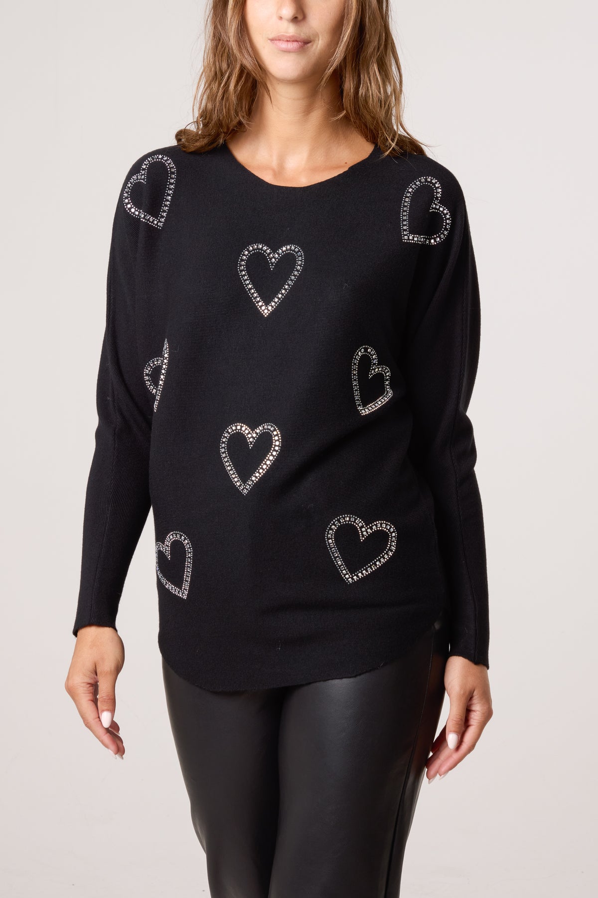 Sequin Heart Fine Knit Jumper
