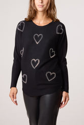 Sequin Heart Fine Knit Jumper