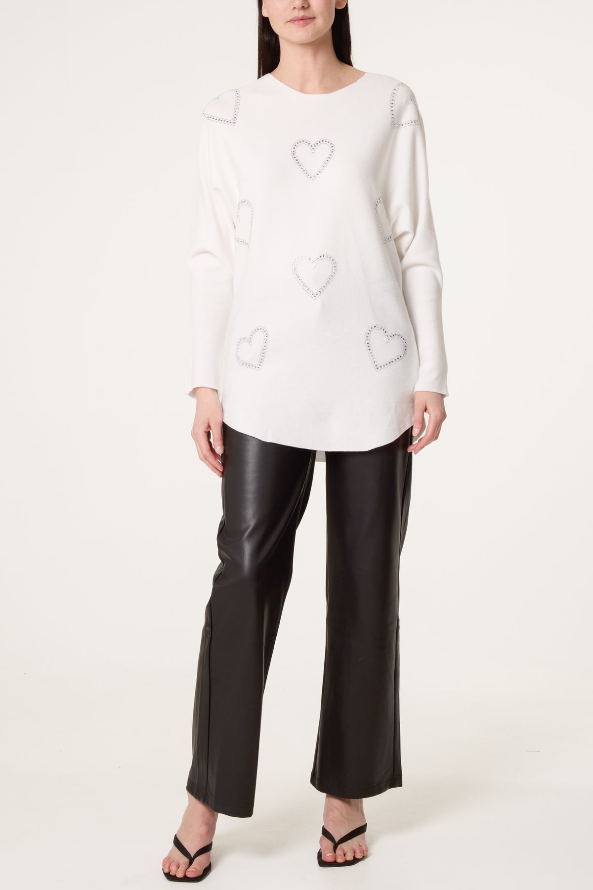 Sequin Heart Fine Knit Jumper