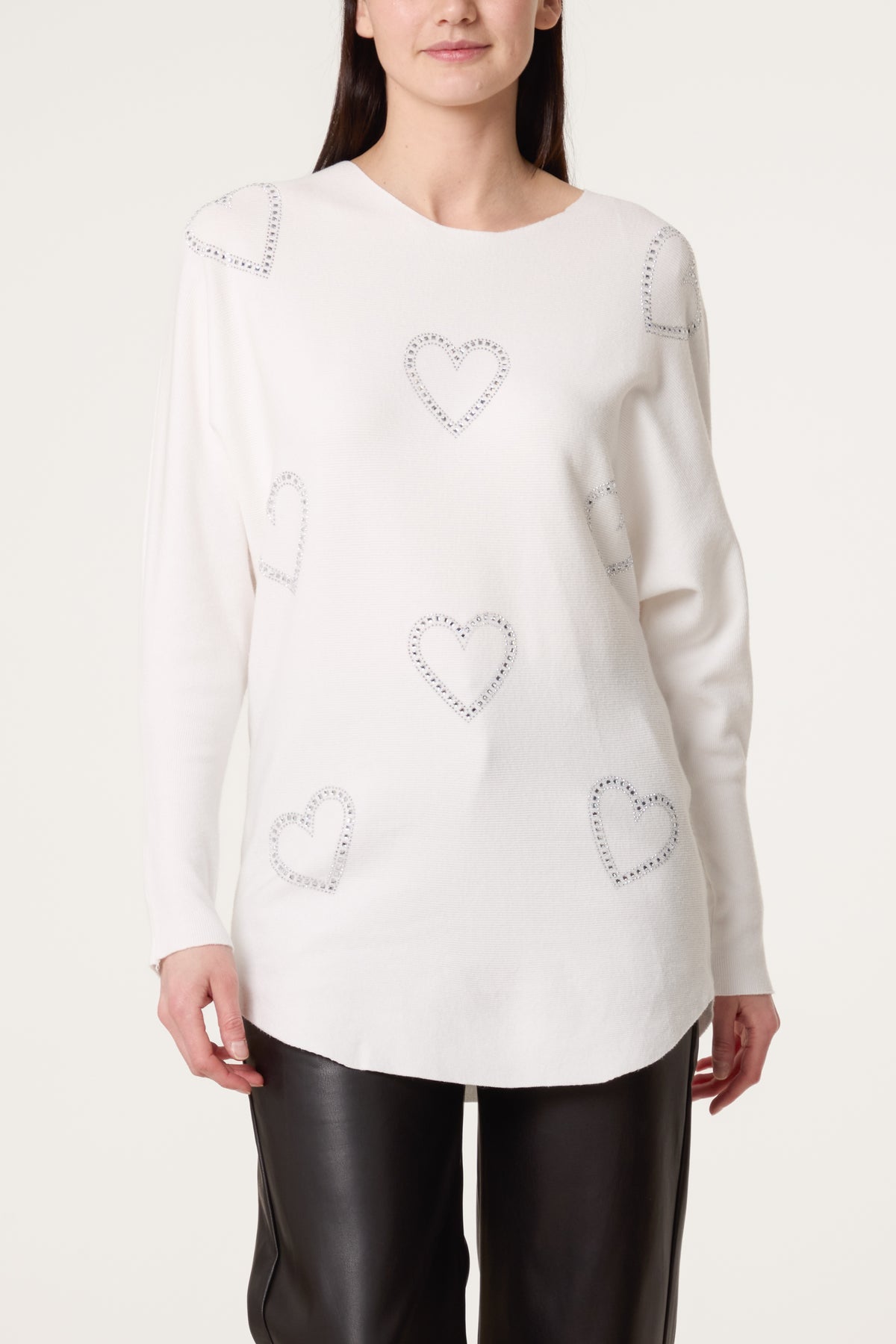 Sequin Heart Fine Knit Jumper