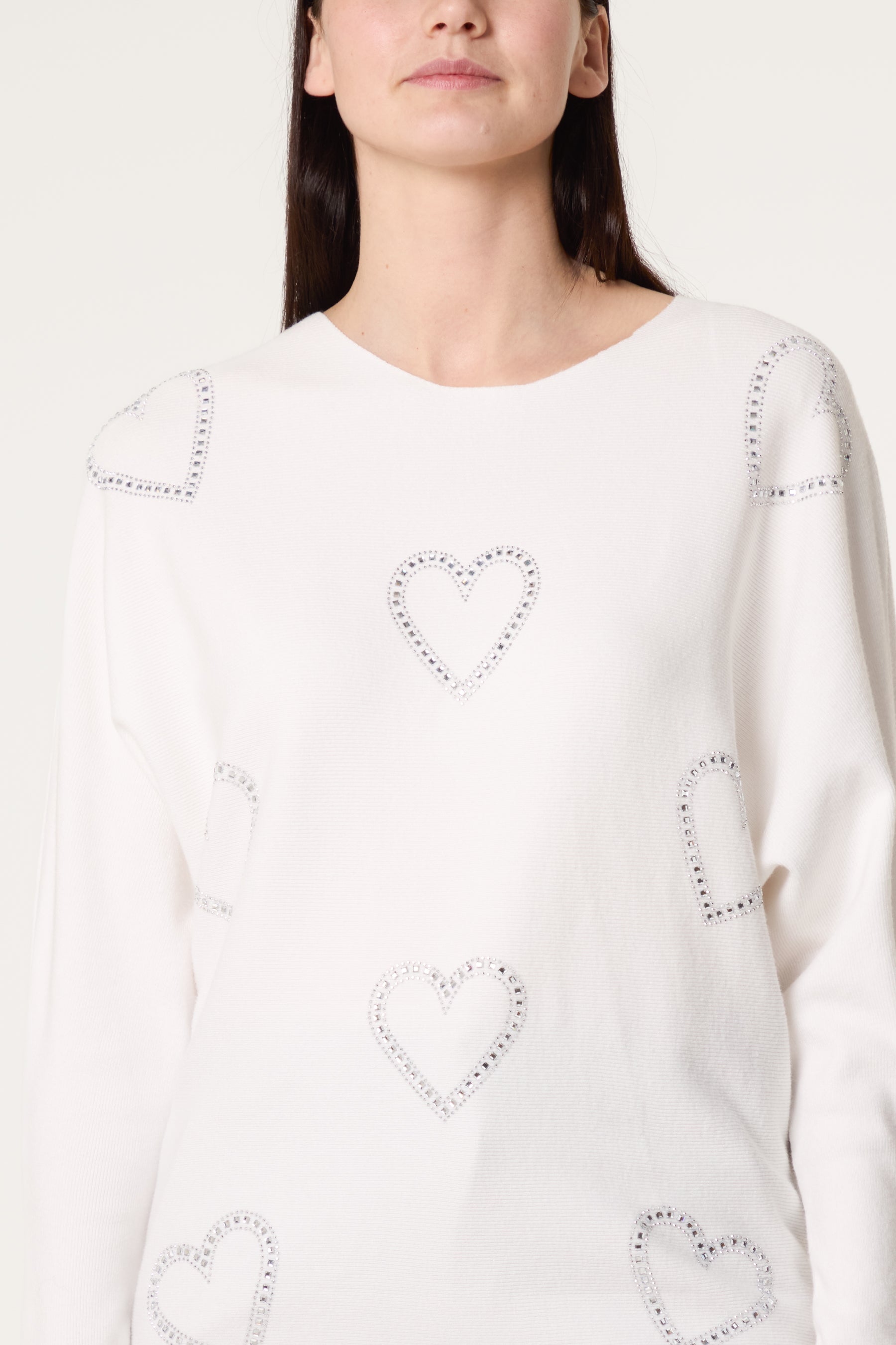 Sequin Heart Fine Knit Jumper