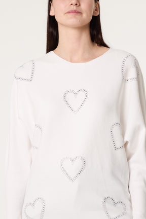 Sequin Heart Fine Knit Jumper