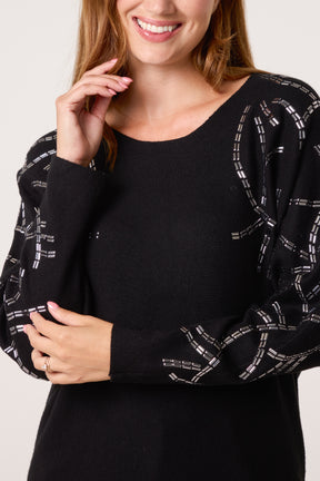 Embellished Shoulder Fine Knit Jumper