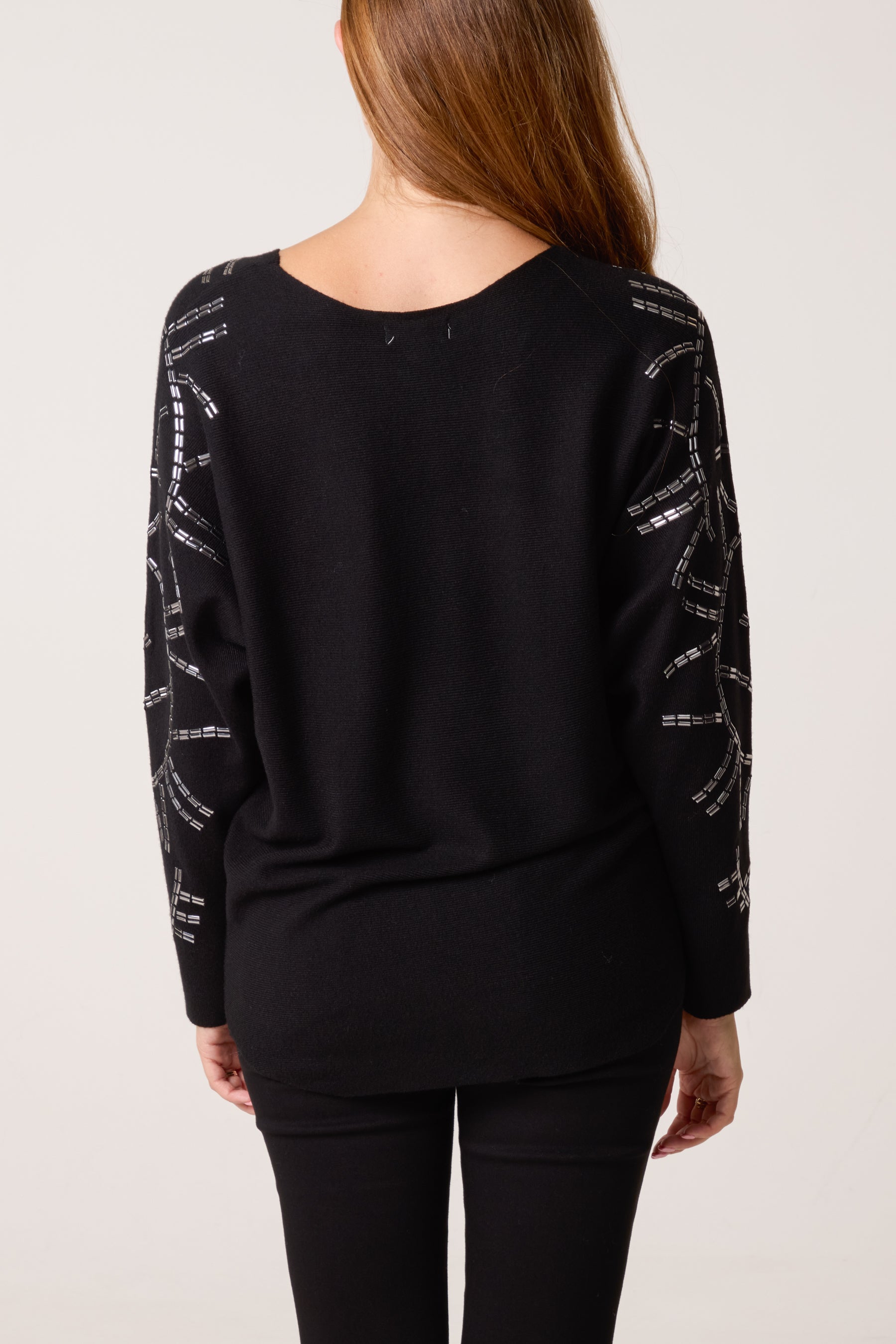 Embellished Shoulder Fine Knit Jumper
