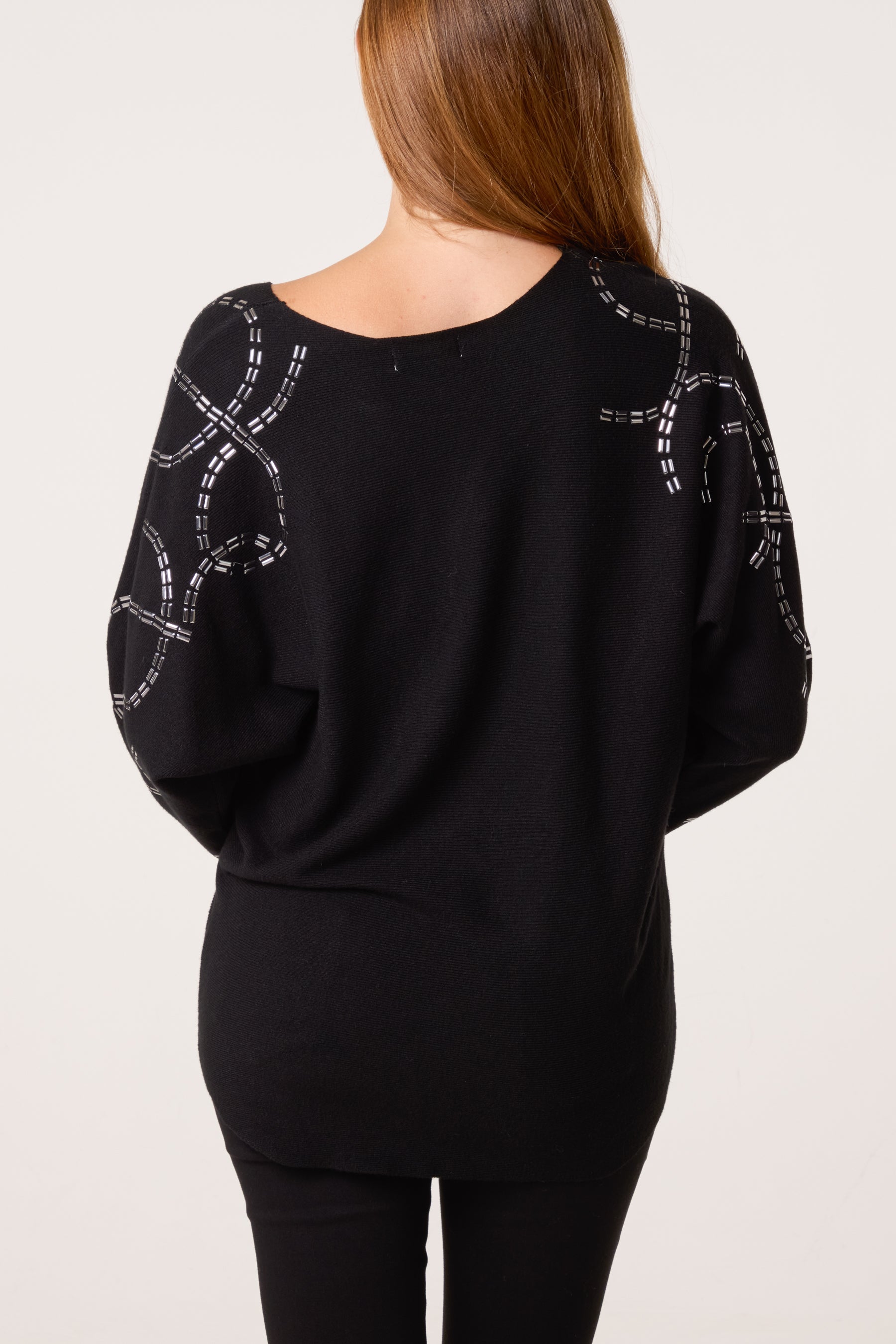 Embellished Shoulder Fine Knit Jumper