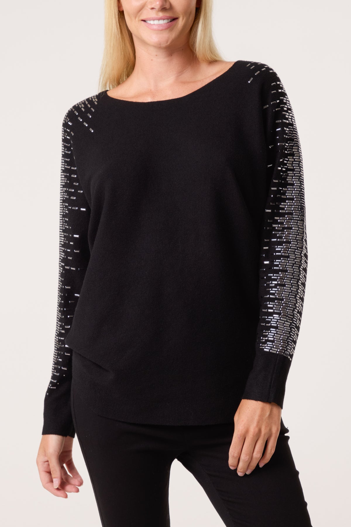Embellished Shoulder Fine Knit Jumper